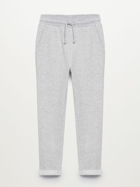 

Mango Kids Girls Grey Melange Solid Jogger Trousers