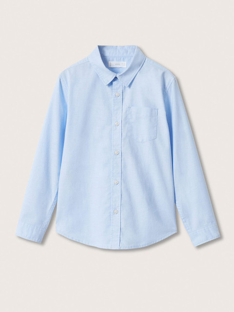 

Mango Kids Boys Blue Solid Cotton Casual Shirt