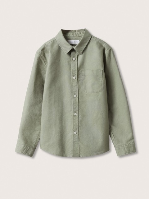 

Mango Kids Boys Olive Green Solid Cotton Casual Shirt
