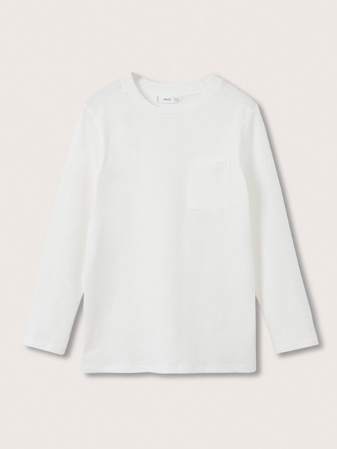 

Mango Kids Boys White Solid Cotton T-shirt