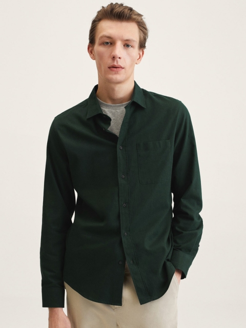 

MANGO MAN Green Pure Cotton Slim Fit Casual Shirt