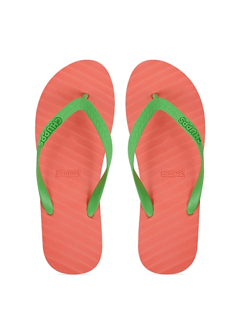 

CHUPPS Women Coral & Green Rubber Thong Flip-Flops