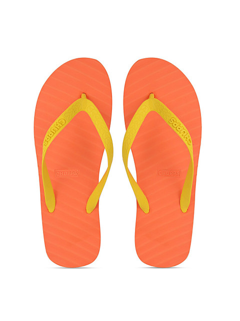 

CHUPPS Women Orange & Yellow Banana Leaf Natural Rubber Thong Flip-Flops
