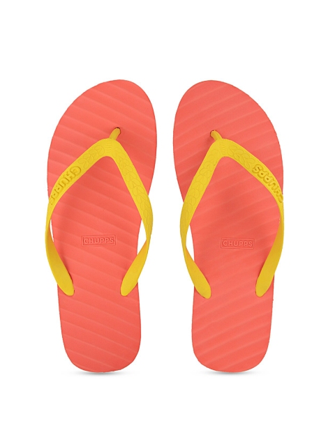 

CHUPPS Women Banana Leaf Red & Yellow Natural Rubber Thong Flip-Flops