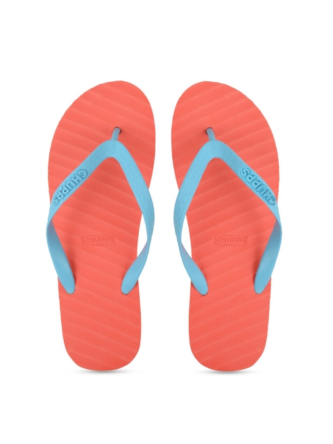 

CHUPPS Women Coral & Blue Printed Natural Rubber Thong Flip-Flops