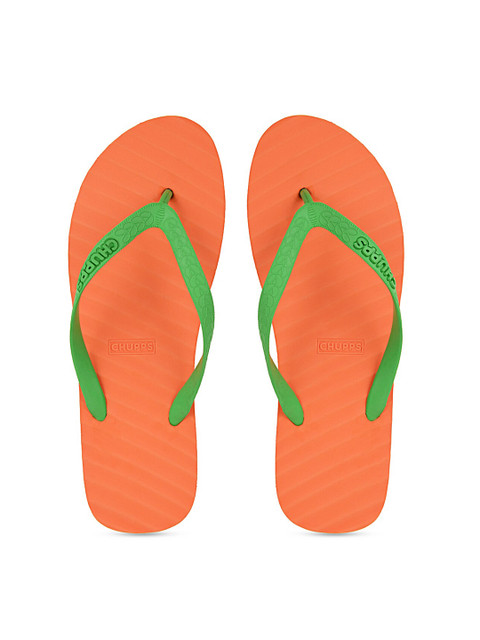 

CHUPPS Women Orange & Green Banana Leaf Natural Rubber Thong Flip-Flops