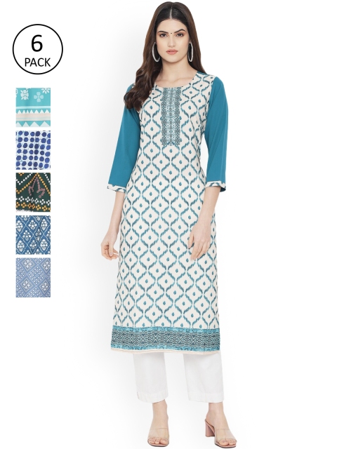 

Ethnic basket Women Multicoloured Geometric Printed Floral Crepe Kurta, Multi