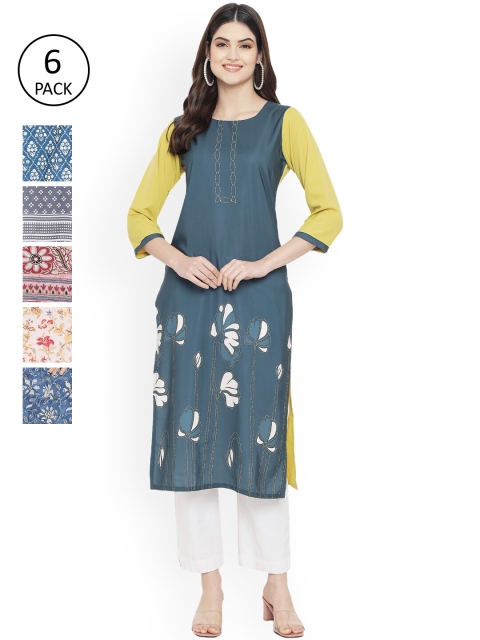 

Ethnic basket Women Multicoloured Geometric Printed Floral Crepe Kurta, Multi