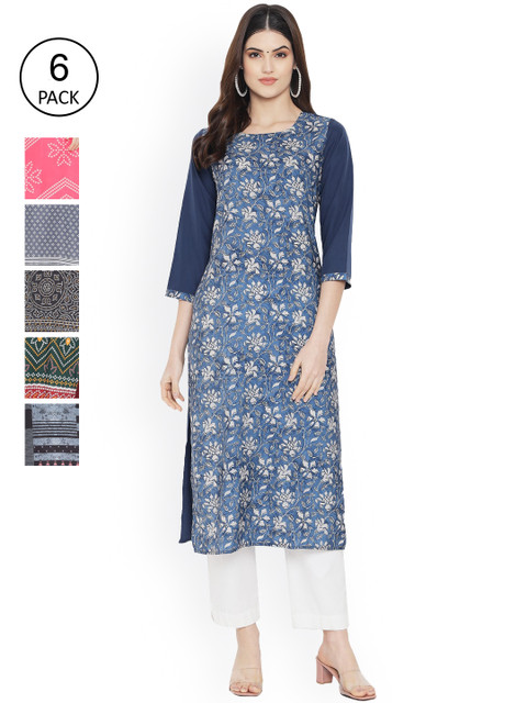 

Ethnic basket Women Multicoloured Ethnic Motifs Embroidered Flared Sleeves Thread Work Floral Crepe Kurta, Multi