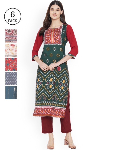 

Ethnic basket Women Multicoloured Ethnic Motifs Printed Thread Work Floral Crepe Kurta, Multi