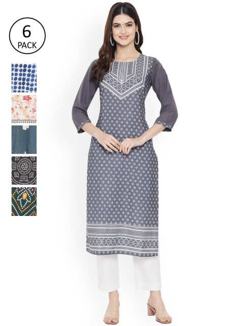 

Ethnic basket Women Multicoloured Geometric Printed Floral Crepe Kurta, Multi