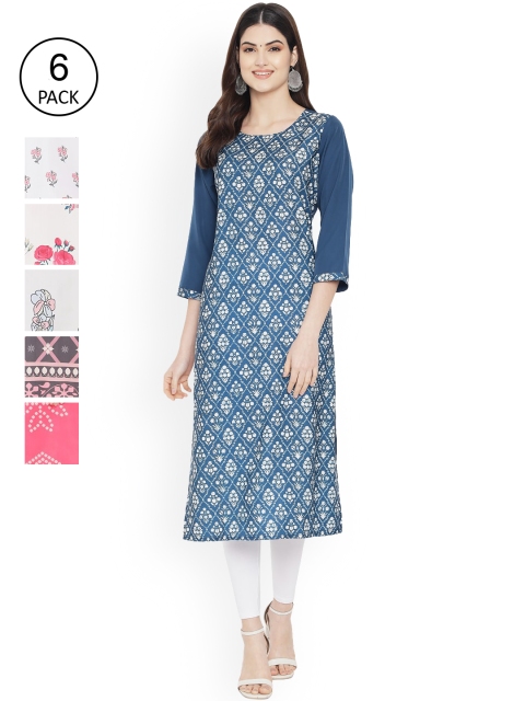 

Ethnic basket Women Multicoloured Geometric Printed Floral Crepe Kurta, Multi
