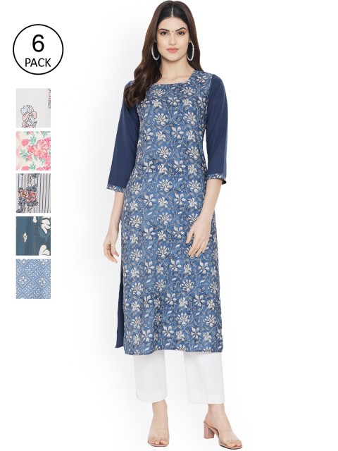 

Ethnic basket Women Multicoloured Printed Floral Crepe Kurta, Multi