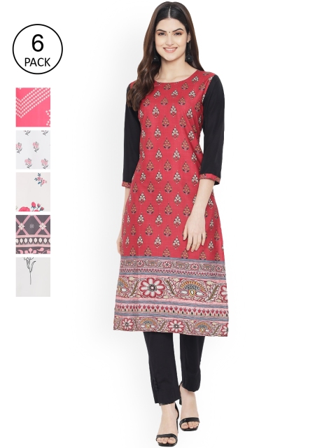 

Ethnic basket Women Multicoloured Ethnic Motifs Printed Thread Work Floral Crepe Kurta, Multi