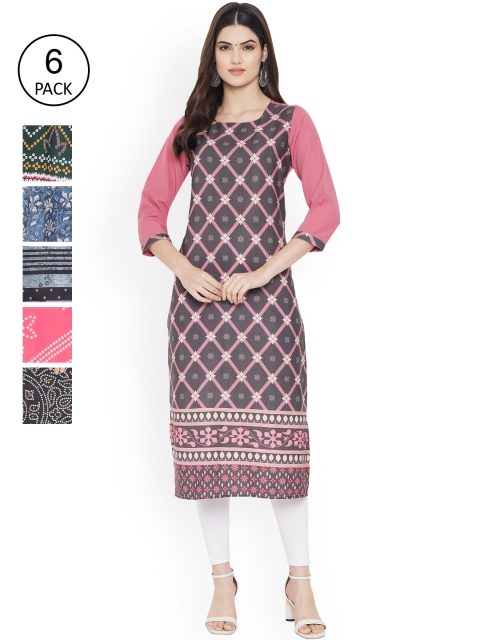 

Ethnic basket Women Multicoloured Printed Floral Crepe Kurta, Multi
