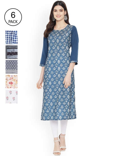 

Ethnic basket Women Multicoloured Floral Printed Extended Sleeves Floral Crepe Kurta, Multi