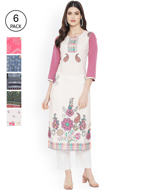 

Ethnic basket Women Multicoloured Printed Floral Crepe Kurta, Multi