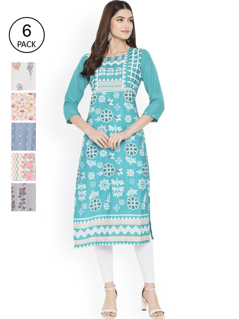 

Ethnic basket Women Multicoloured Floral Embroidered Gotta Patti Floral Crepe Kurta, Multi