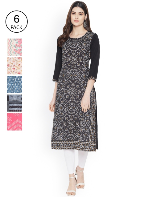 

Ethnic basket Women Multicoloured Ethnic Motifs Embroidered Floral Crepe Kurta, Multi