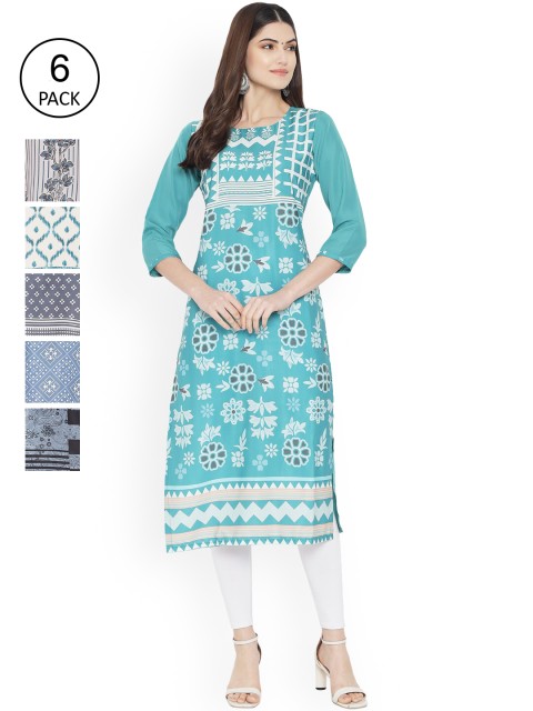 

Ethnic basket Women Multicoloured Tribal Printed Thread Work Floral Crepe Kurta, Multi