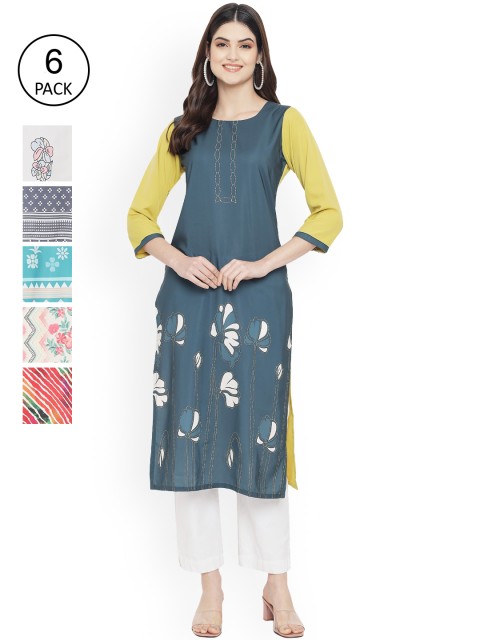 

Ethnic basket Women Multicoloured Ethnic Motifs Embroidered Floral Crepe Kurta, Multi