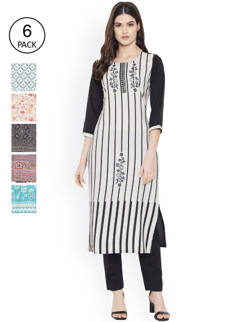 

Ethnic basket Women Multicoloured Ethnic Motifs Printed Thread Work Floral Crepe Kurta, Multi