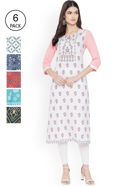 

Ethnic basket Women Multicoloured Floral Printed Extended Sleeves Floral Crepe Kurta, Multi