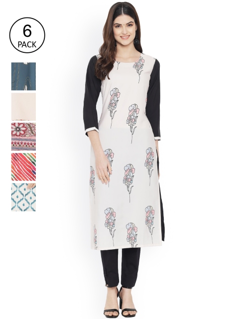 

Ethnic basket Women Multicoloured Floral Embroidered Gotta Patti Floral Crepe Kurta, Multi