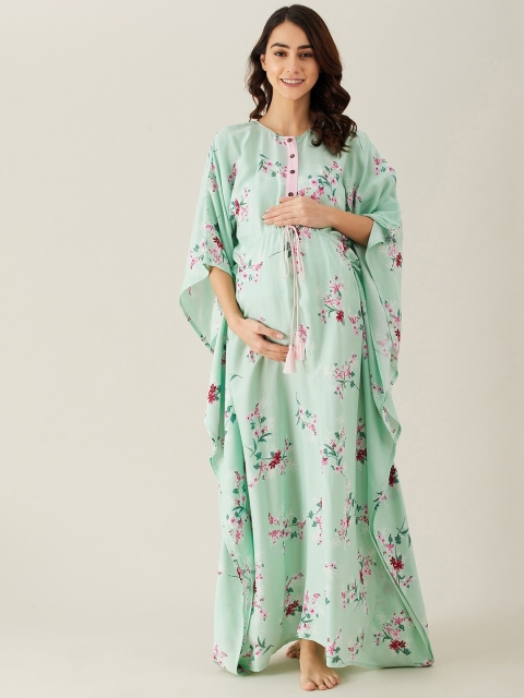 

The Kaftan Company Green Printed Maternity & Feeding Kaftan Maxi Nightdress