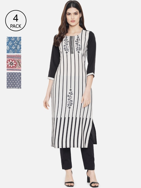 

1 Stop Fashion Women Multicoloured Ethnic Motifs Printed Crepe Kurta, Multi