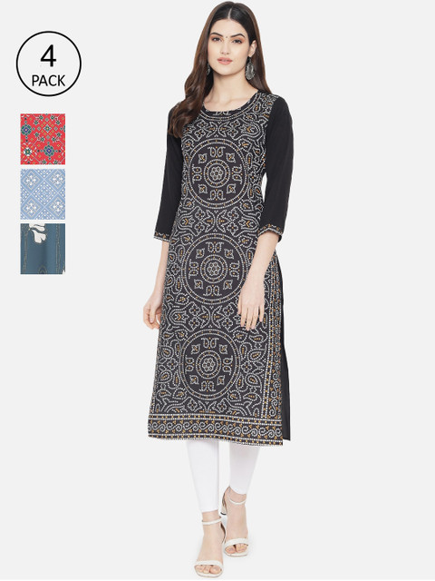 

1 Stop Fashion Women Multicoloured Printed Crepe Kurta, Multi