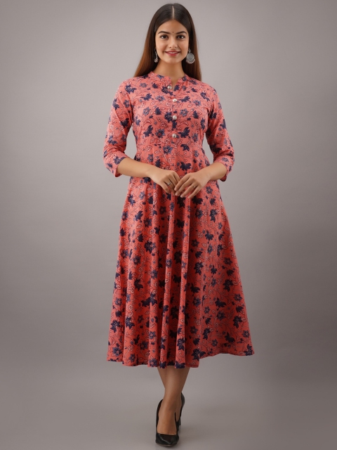 

Women Touch Women Pink Floral Printed Thread Work Floral Kurta