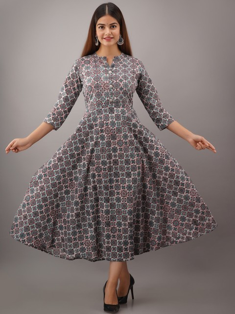 

Women Touch Women Multicoloured Floral Printed Thread Work Floral Anarkali Kurta, Multi
