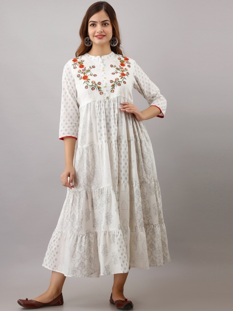 

Women Touch Women White Floral Yoke Design Asymmetric Anarkali Kurta