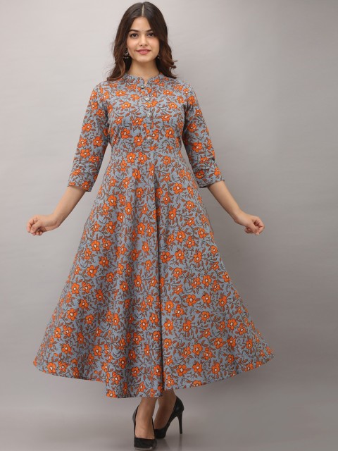 

Women Touch Women Grey Floral Printed Flared Sleeves Floral Anarkali Kurta