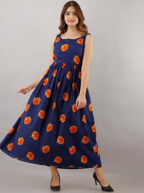 

Women Touch Women Blue Floral Printed Thread Work Floral Anarkali Kurta