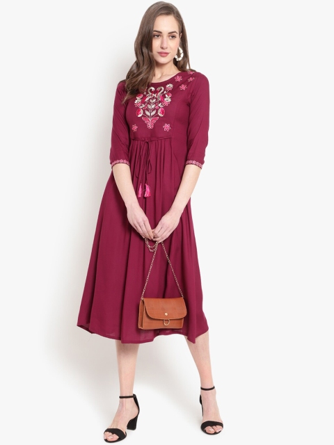 

Ashlee Women Purple Embroidered Thread Work Floral Kurta