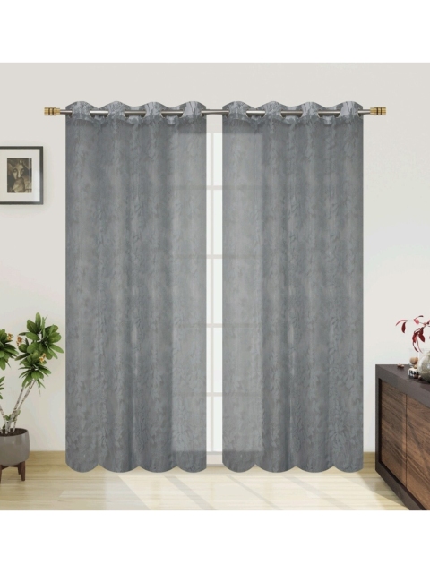 

Molly & Michel Grey Set of 2 Floral Sheer Long Door Curtain