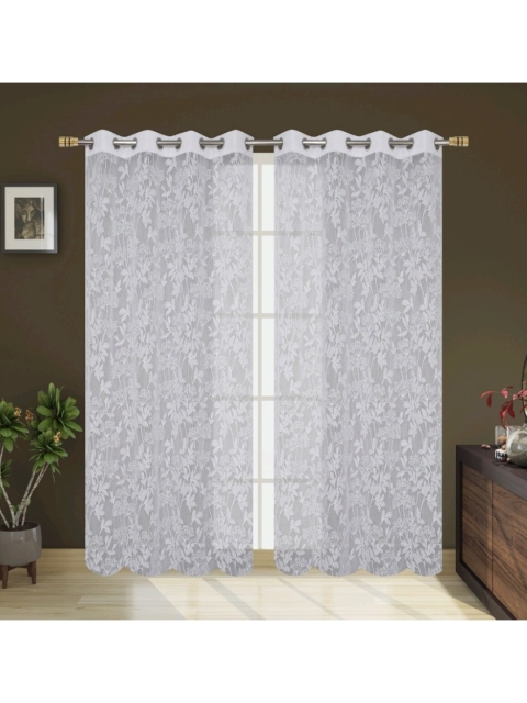 

Molly & Michel White Floral Set Of 2 Printed Long Door Curtain