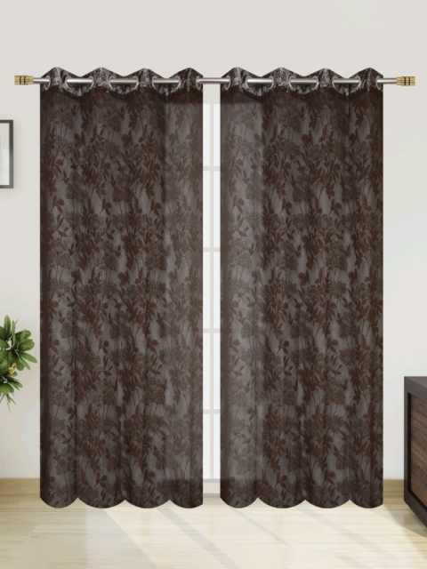 

Molly & Michel Brown Set of 2 Floral Door Curtain