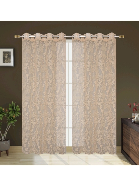 

Molly & Michel Peach-Coloured Set of 2 Floral Sheer Door Curtain
