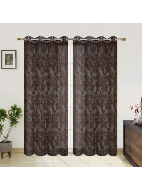 

Molly & Michel Brown Set Of 2 Floral Printed Long Door Curtain