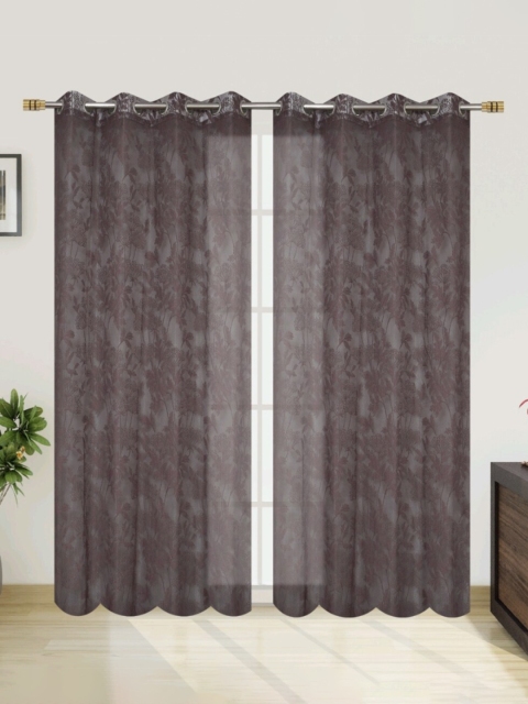 

Molly & Michel Brown Set of 2 Floral Door Curtain