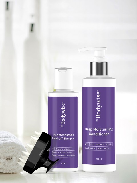 

Be Bodywise Dandruff Relief Kit with Shampoo Conditioner & Scalp Massager, Purple