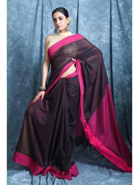 

Charukriti Brown & Pink Cotton Blend Saree