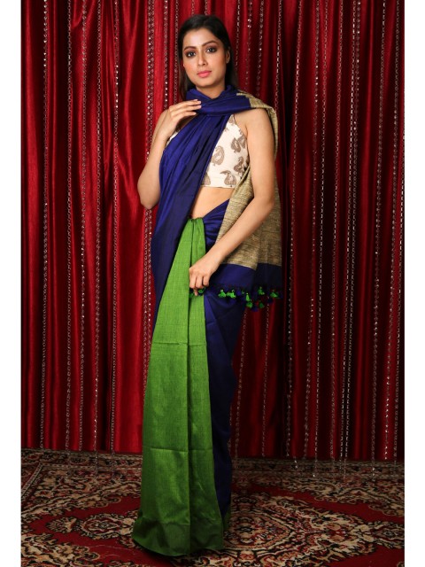 

Charukriti Green & Blue Colourblocked Saree