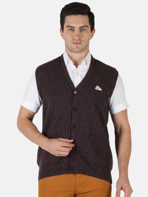 

Monte Carlo Men Grey Sleeveless Pure Wool Cardigan