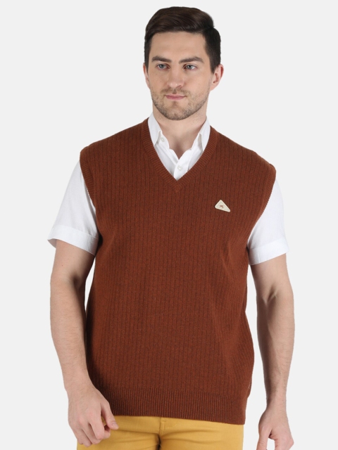 

Monte Carlo Men Brown Sleeveless Pure Wool Sweater Vest
