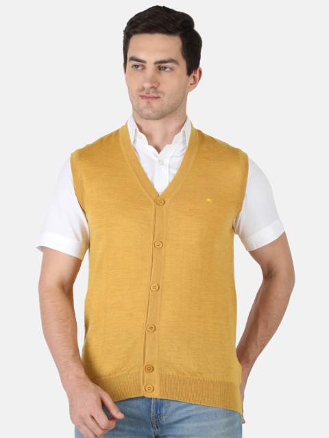 

Monte Carlo Plus Size Men Yellow Solid Cardigan Sweater