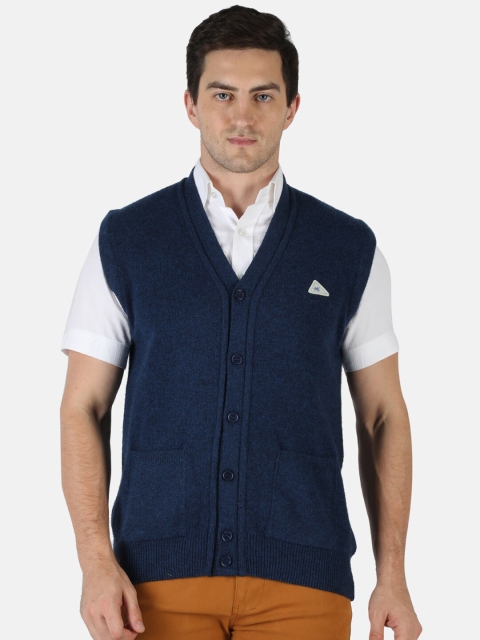 

Monte Carlo Men Blue Solid Pure Wool Cardigan